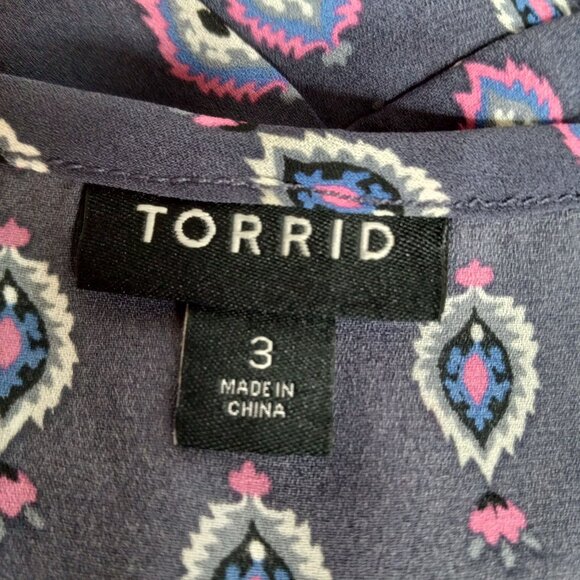 Torrid Size 3 Tunic Top Sleeveless Mandala Print Georgette Hi Lo Tapered Hem - Picture 5 of 7